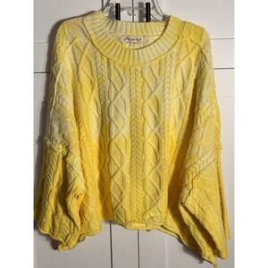 Free People Cable Knit Sweater Yellow Bell Sleeve NWT S